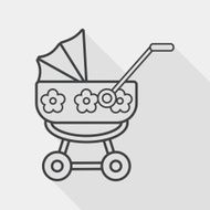 Pram flat icon with long shadow line N2