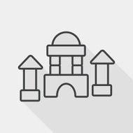 brick house flat icon with long shadow line
