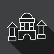 brick house flat icon with long shadow line N2