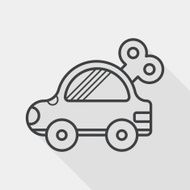toy car flat icon with long shadow line