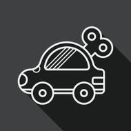 toy car flat icon with long shadow line N2
