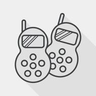 walkie flat icon with long shadow line