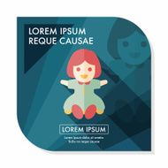 girl doll toy flat icon with long shadow eps 10 N17