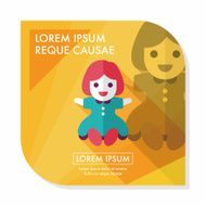 girl doll toy flat icon with long shadow eps 10 N18