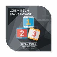 123 blocks flat icon with long shadow eps10 N7