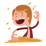 Throwing gold coins vector illustration cartoon character