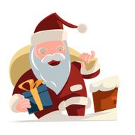 Santa bringing gifts vector illustration cartoon character