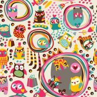 Owl seamless background Hand drawn vector illustration N2
