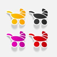 realistic design element baby buggy N8