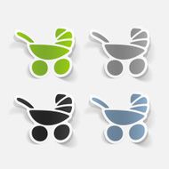 realistic design element baby buggy N9
