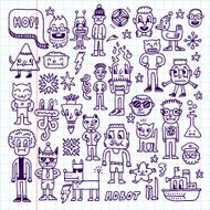 Cartoon wacky childish doodle set 1 Vector illustration