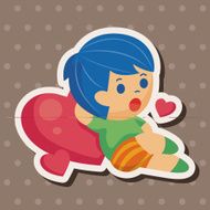 little kid with heart theme elements N71