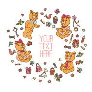 Teddy bears and a set of accessories
