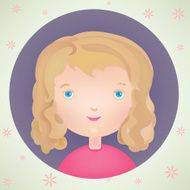 vector cartoon cute smiling little girl icon
