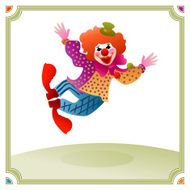 colorful clown jumping of joy