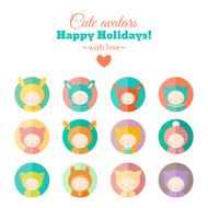 Vector set of holiday carnival avatars