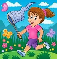 Girl chasing butterflies theme image 2