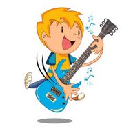 Kid playing electric guitar