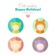 Vector set of holiday carnival avatars N2