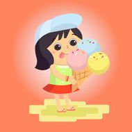 girl ice cream Mascot cartoon Vector EPS10