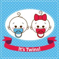 Baby boy and girl twins icons isolated on white background