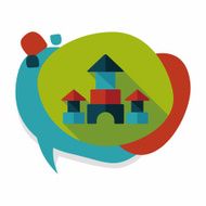 brick house flat icon with long shadow N21
