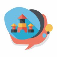 brick house flat icon with long shadow N22
