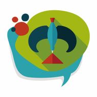 Balancing bird flat icon with long shadow N6