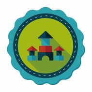 brick house flat icon with long shadow N23
