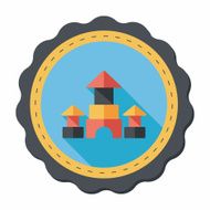 brick house flat icon with long shadow N24