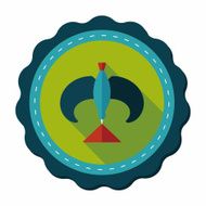 Balancing bird flat icon with long shadow N8