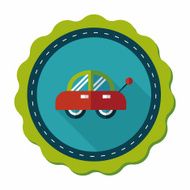 toy car flat icon with long shadow N12