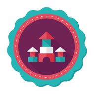 brick house flat icon with long shadow N25