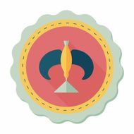 Balancing bird flat icon with long shadow N11