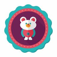 teddy bear flat icon with long shadow N17