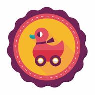duck toy flat icon with long shadow eps10 N7