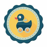 duck toy flat icon with long shadow eps10 N8