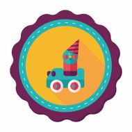 toy car flat icon with long shadow N18