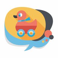 duck toy flat icon with long shadow eps10 N9