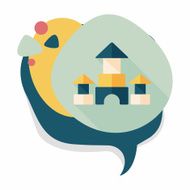 brick house flat icon with long shadow N28