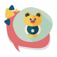 teddy bear flat icon with long shadow N21