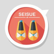baby booties flat icon with long shadow N13