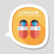 baby booties flat icon with long shadow N14