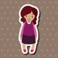 family girl character flat icon elements background eps10 N8