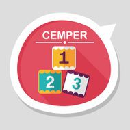 123 blocks flat icon with long shadow eps10 N9