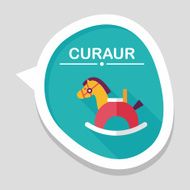 horse toy flat icon with long shadow eps10 N15