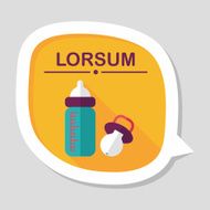 Baby bottle flat icon with long shadow EPS 10 N18
