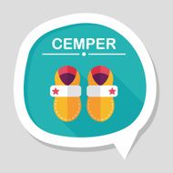baby booties flat icon with long shadow N15