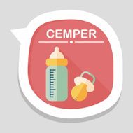 Baby bottle flat icon with long shadow EPS 10 N20