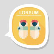 baby booties flat icon with long shadow N16